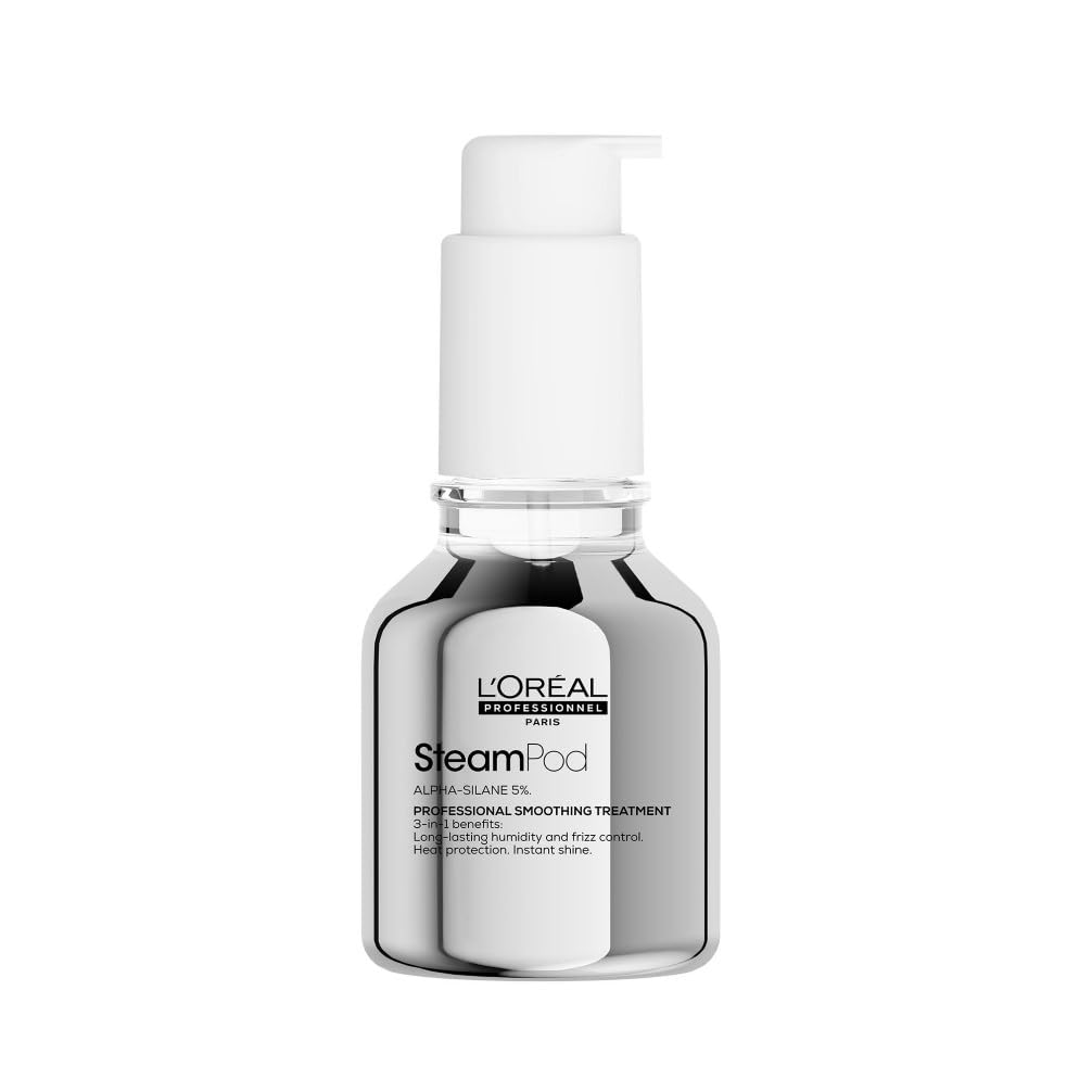 50 ml pump bottle of heat-activated hair protectant, steam-activated formula