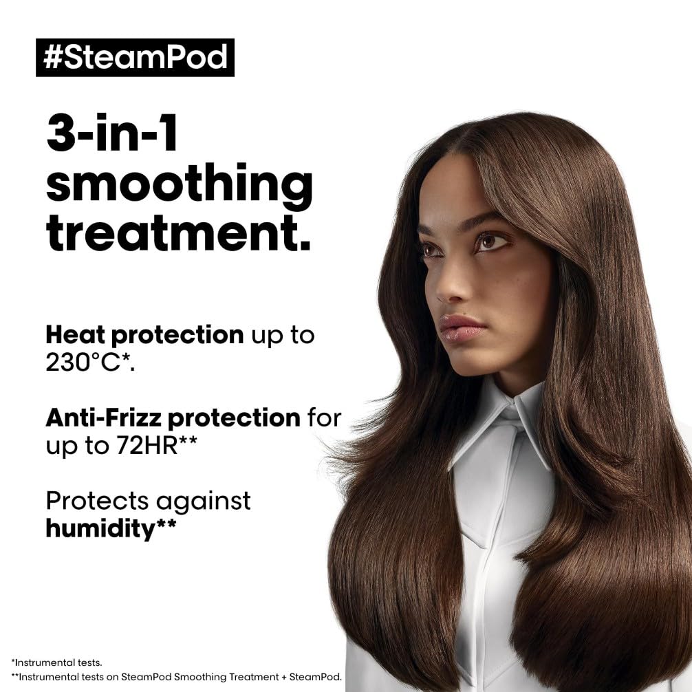 50 ml pump bottle of heat-activated hair protectant, steam-activated formula