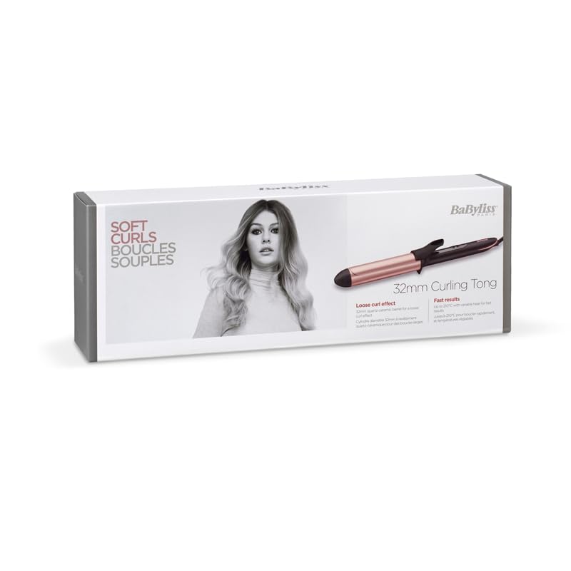 32 mm nanquartz curling tong with rose-quartz ceramic barrel, Unisex styling tool