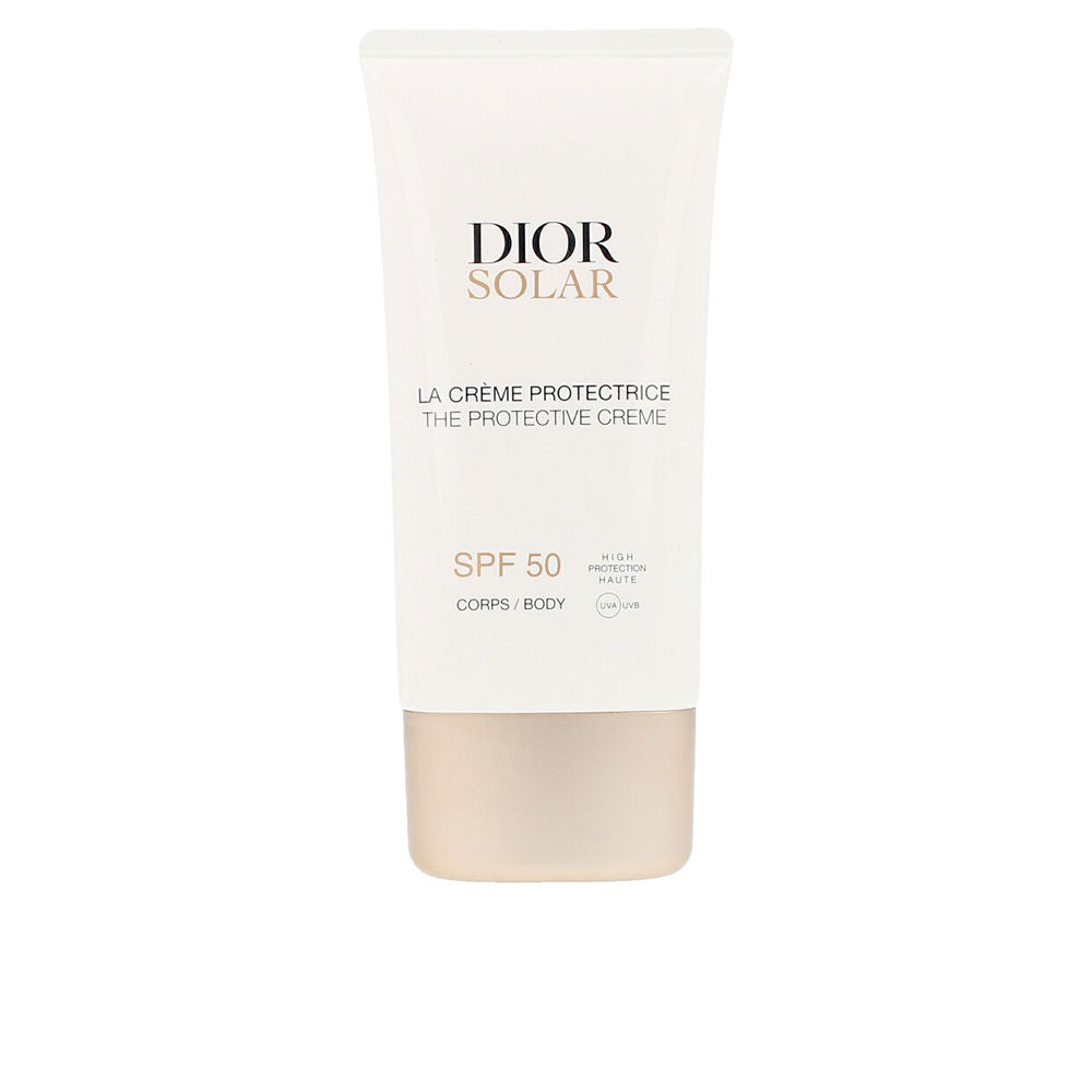 150 ml pump bottle of SPF 50+ hydrating body cream, light cream texture