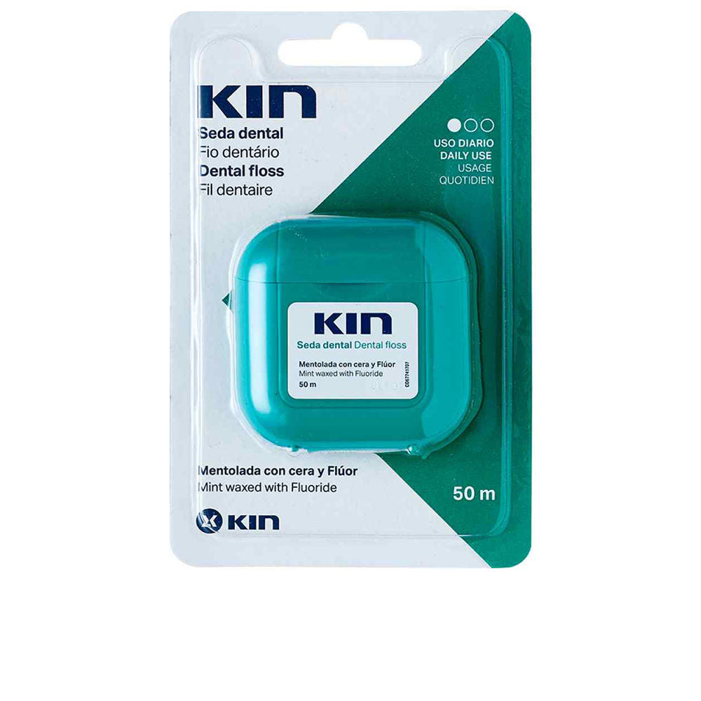 Spool of menthol‑waxed dental floss in compact dispenser, mint finish, Unisex