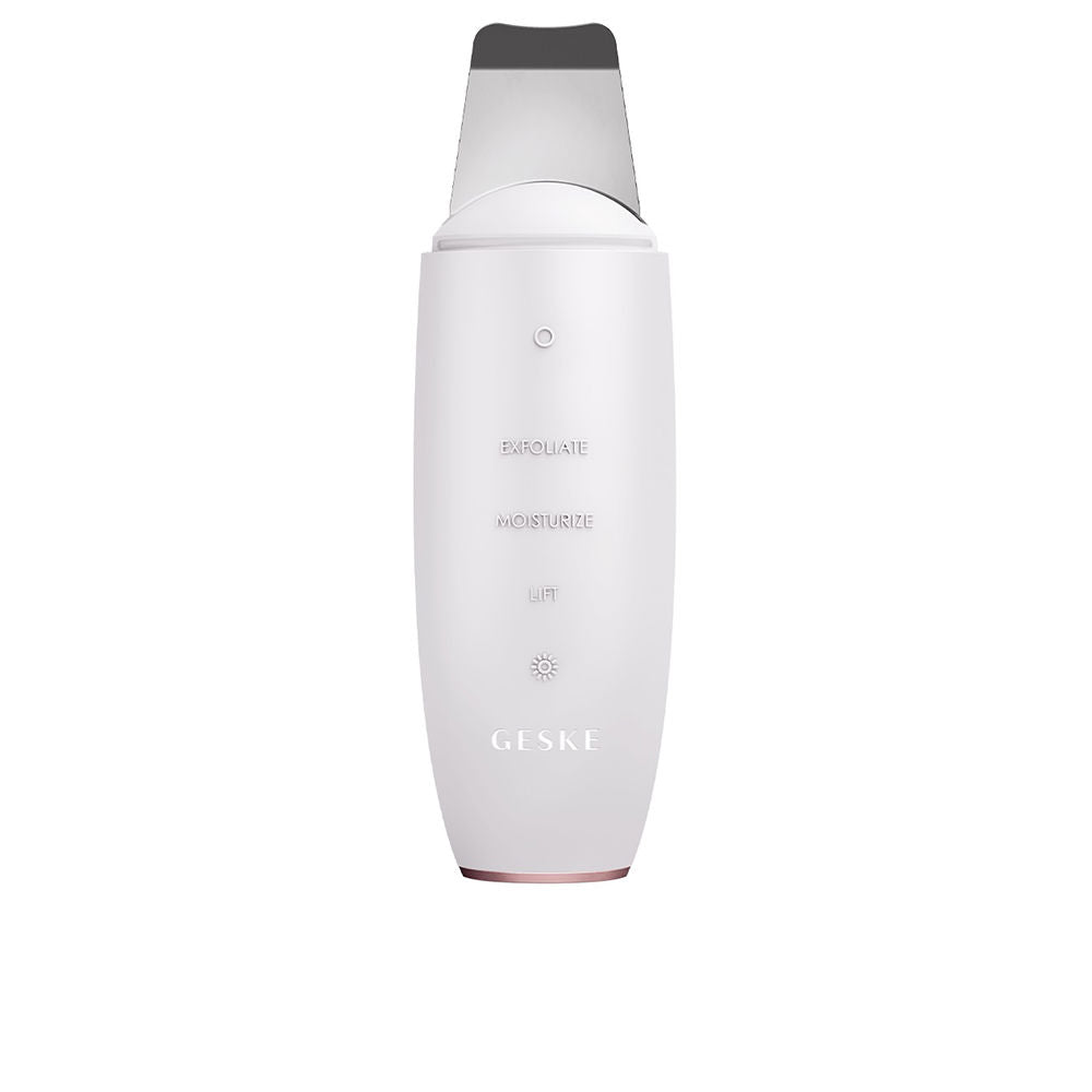 White SmartApp-guided 9-in-1 microcurrent skin scrubber, compact handheld device