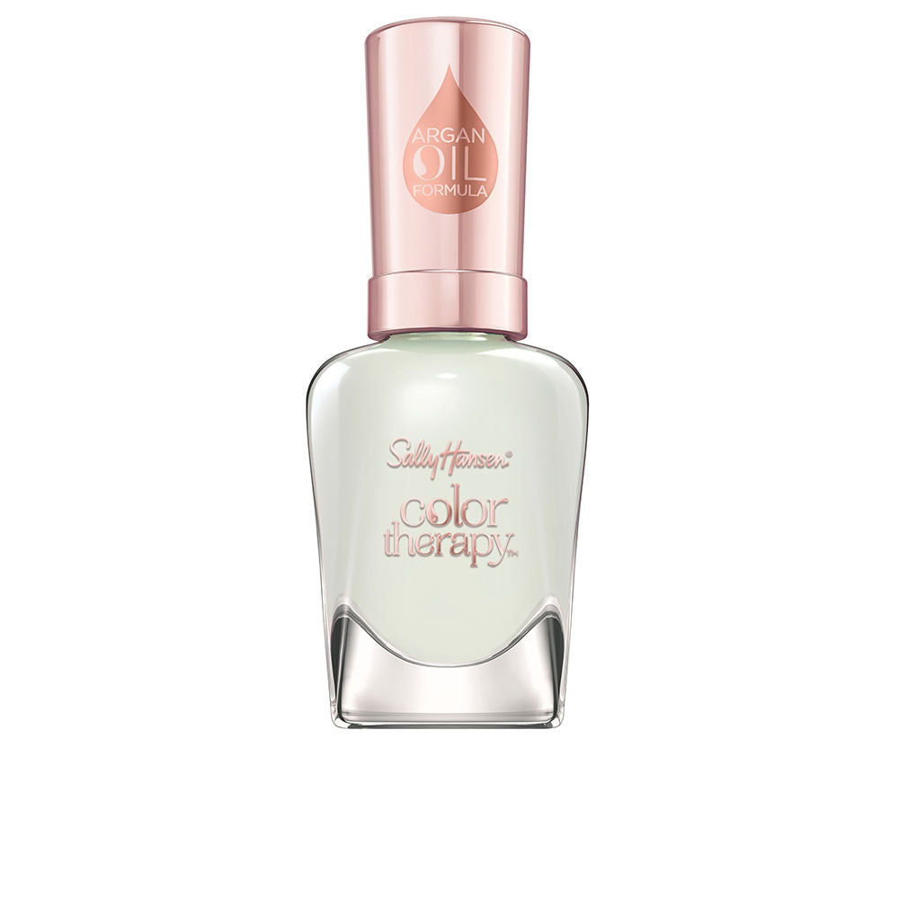 Bottle of cream‑finish nail polish in soft neutral pink, 14.7 ml, argan oil formula