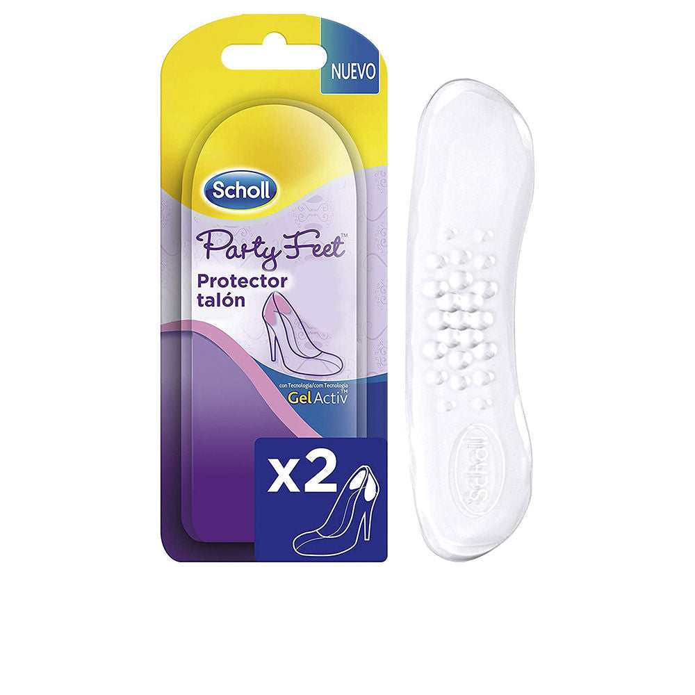 Scholl White gel heel protector with raised bumps and curved shape, transparent texture shown