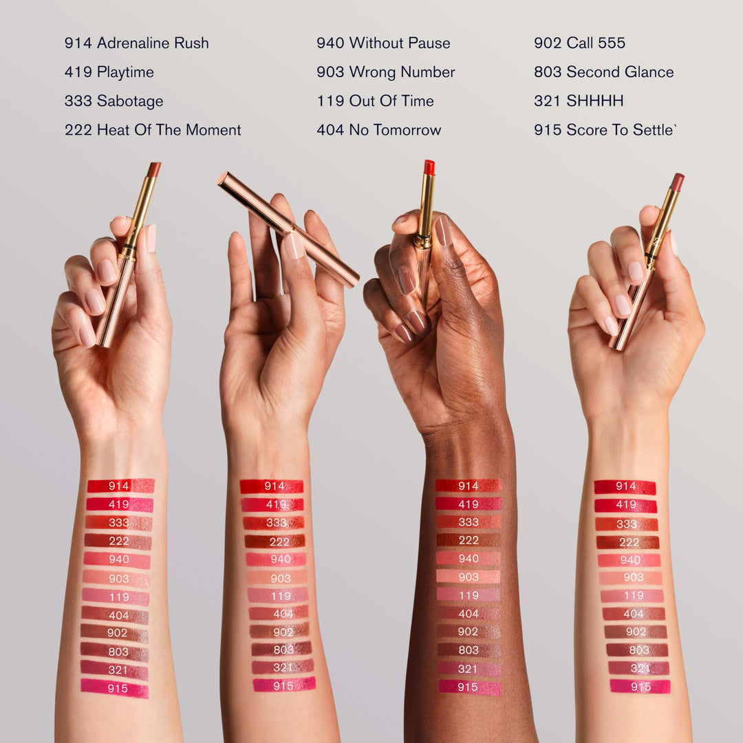 Estée Lauder Rose-gold capped lip gloss wand applying glossy vibrant pink color, expert-crafted finish