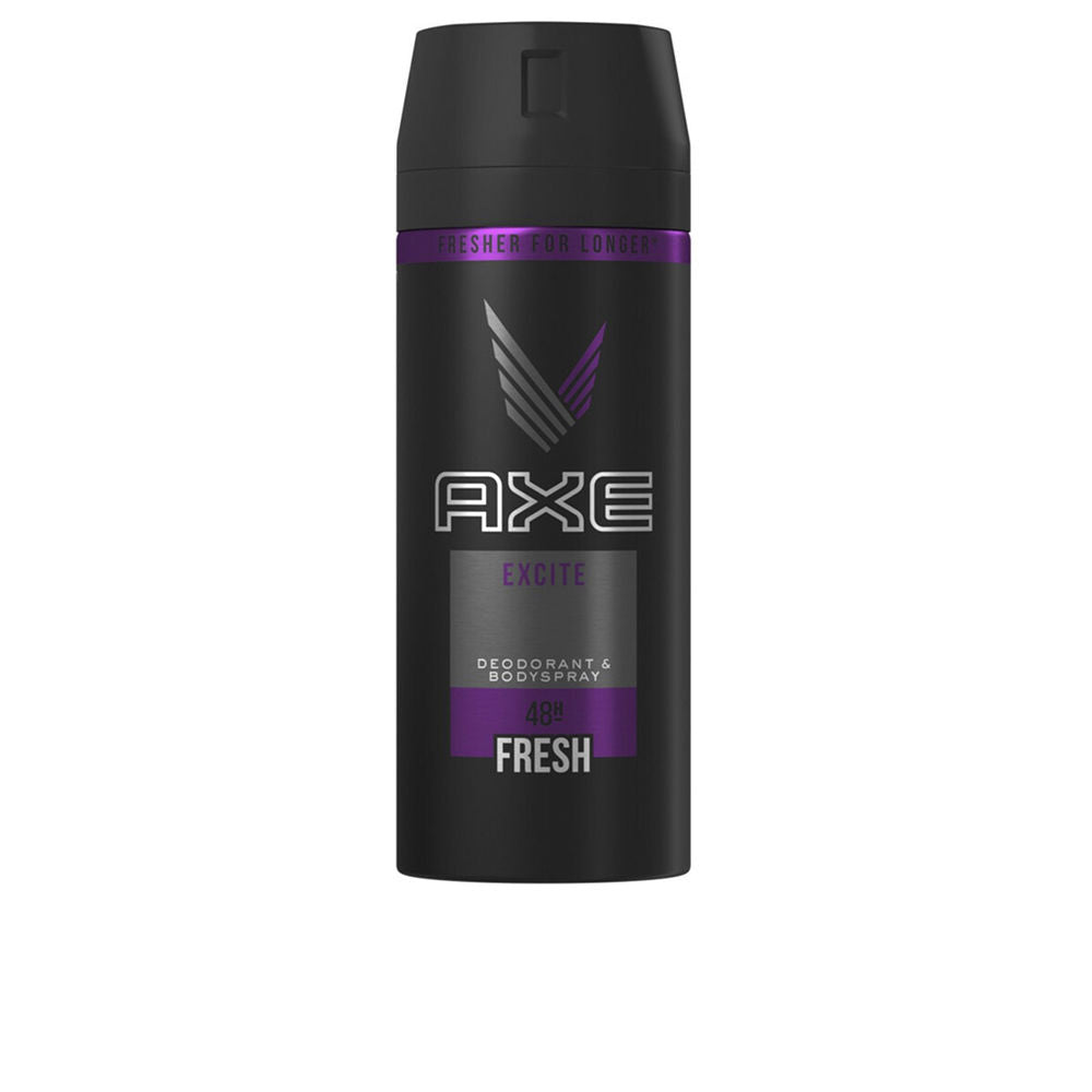AXE EXCITE Vapo aerosol deodorant bottle, warm gourmand and woody fragrance.