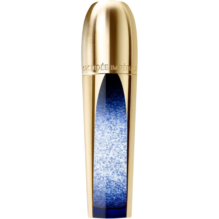 Elegant serum bottle of Orchidée Impériale Micro-Lift Concentrate by Guerlain