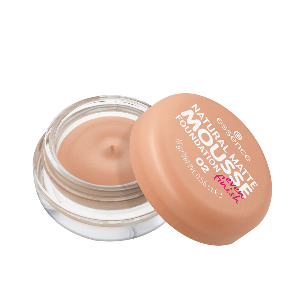 Unisex mousse foundation in 16 g jar, matte beige shade, whipped texture