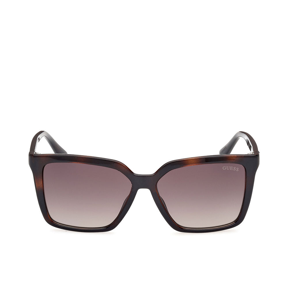 Brown plastic square sunglasses with gradient lenses, modern silhouette and subtle glossy finish, Guess