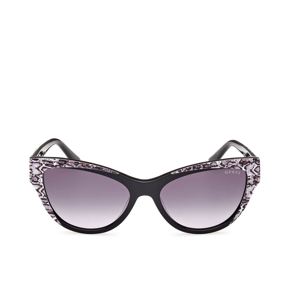 Guess Black cat-eye plastic sunglasses with snakeskin-print upper frame and purple gradient lenses, logo on lens