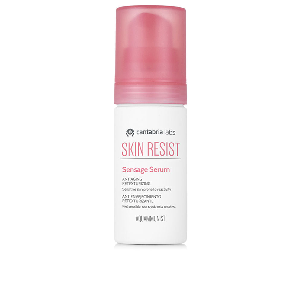 Bottle of Skin Resist Sensage Calming Serum for sensitive skin, minimalist packaging