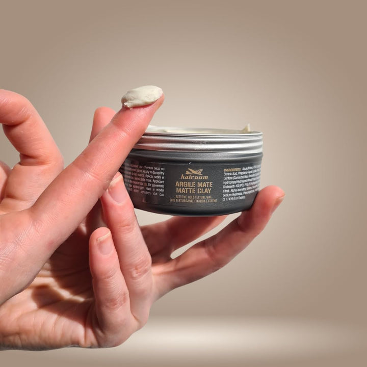 100 ml matte clay styling wax jar, creamy texture, extra-strong hold