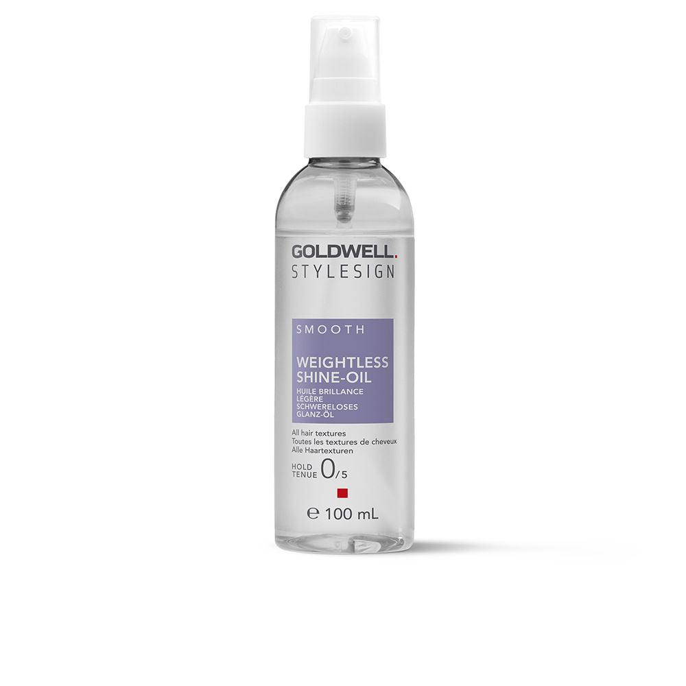 Small clear bottle of lightweight hair oil, 100 ml, glossy finish