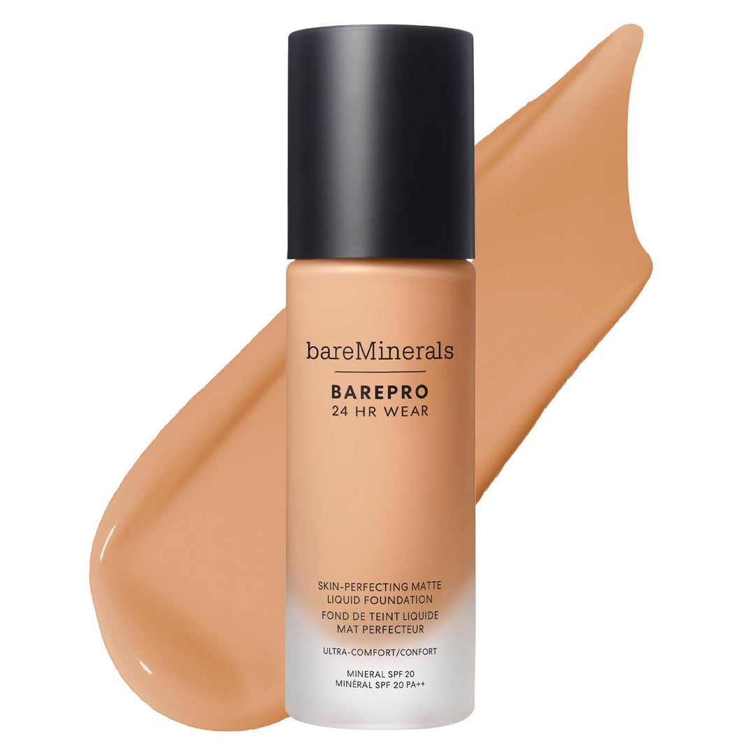 30 ml pump bottle of matte mineral liquid foundation in medium shade