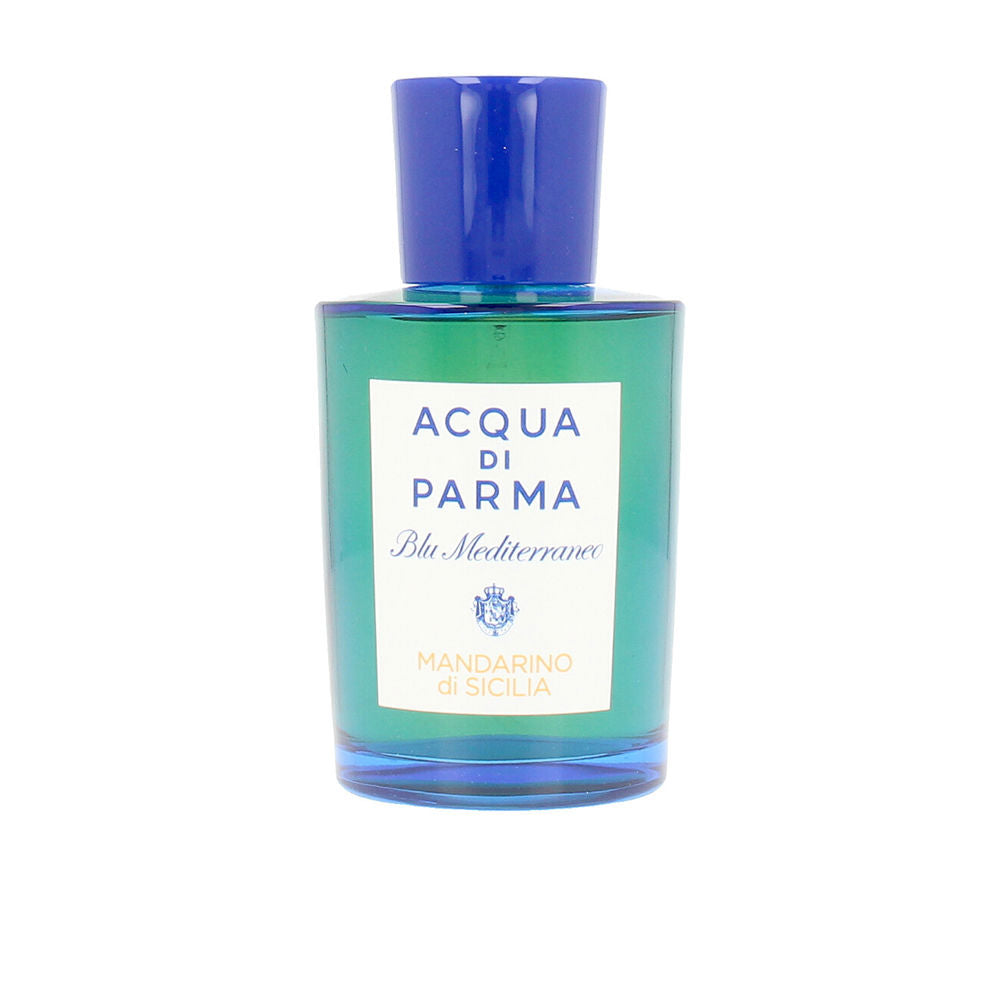 Blue‑toned glass bottle of green mandarin eau de toilette, 100 ml, Unisex