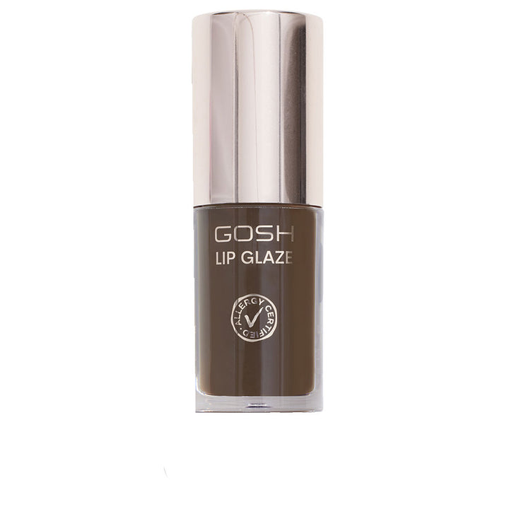 Tube of brown, glossy lip glaze with shiny finish, 5.5 ml