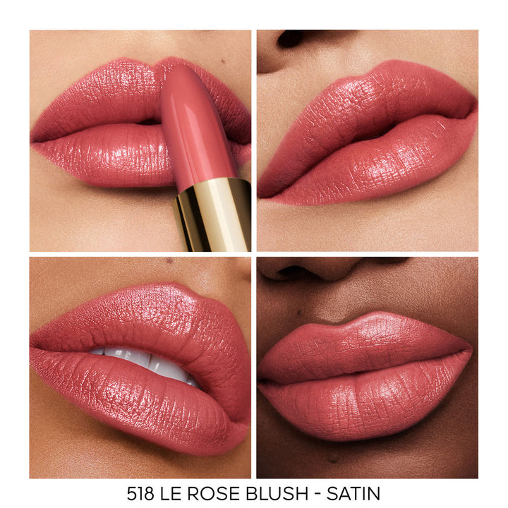 Refillable satin and matte lipstick in sleek case; lily and almond oil formula, 3.5 g