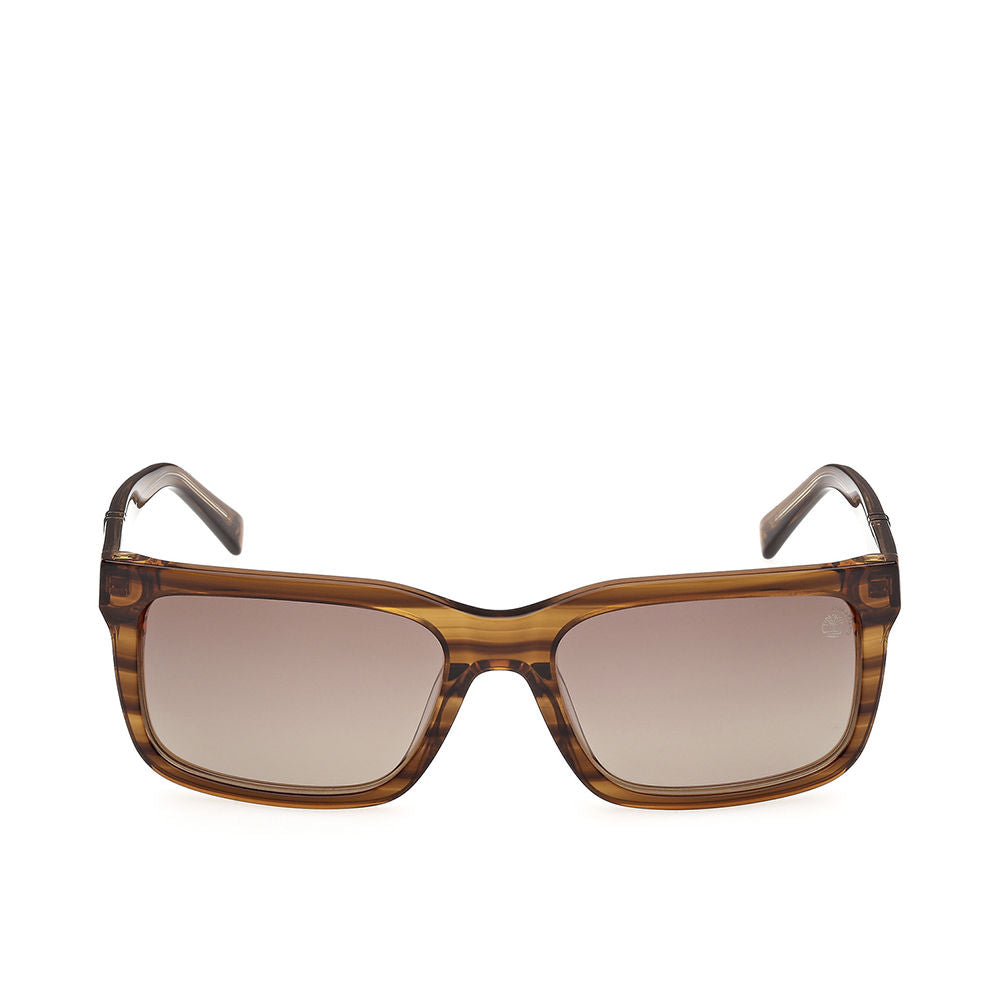 Brown rectangular acetate sunglasses with polarised lenses, 57 mm diameter