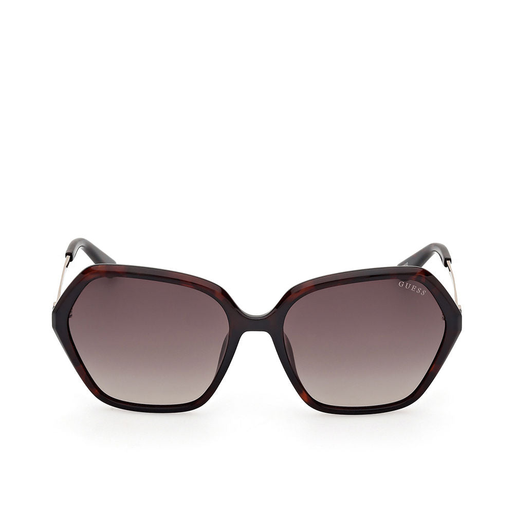 Brown round sunglasses with geometric injected polymer frame, 55 mm lenses