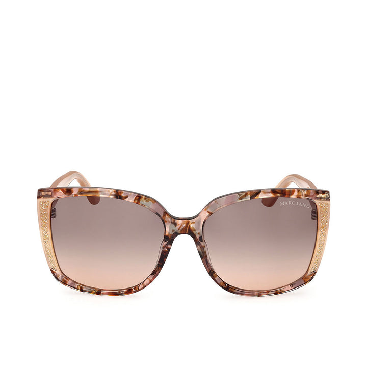 Square acetate sunglasses in mixed havana and pink, 59 mm lenses, 18 mm bridge