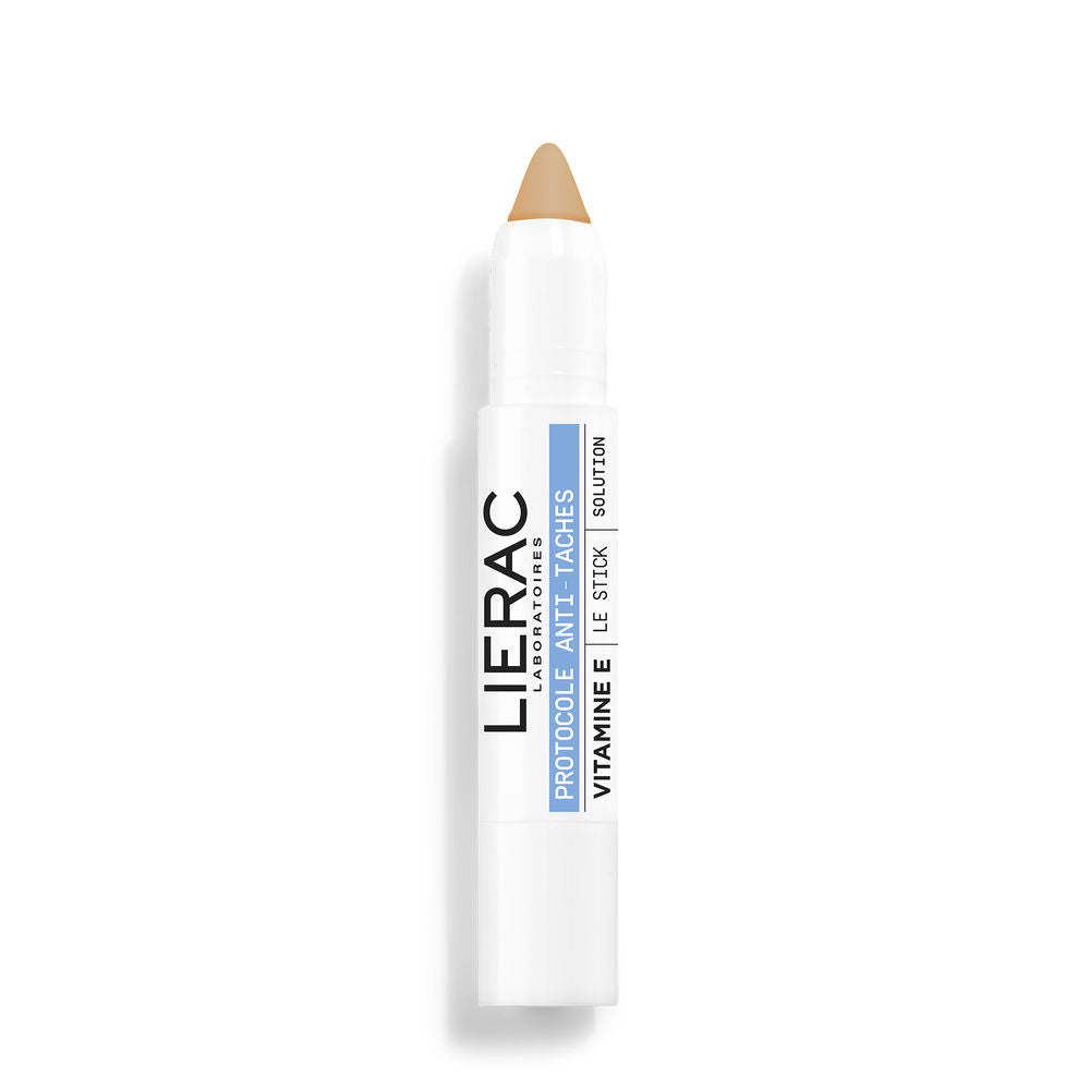 Lierac Slim white, blue, and orange plastic SPF50 stick with pen clip and retractable tip, modern slim design