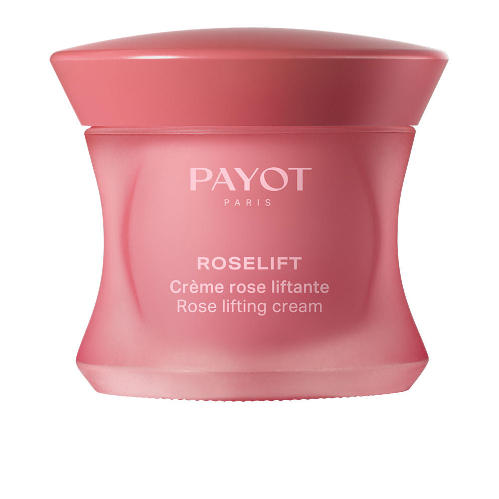 Payot Frosted pink glass cream jar with wide lid and curved body, modern minimalist design