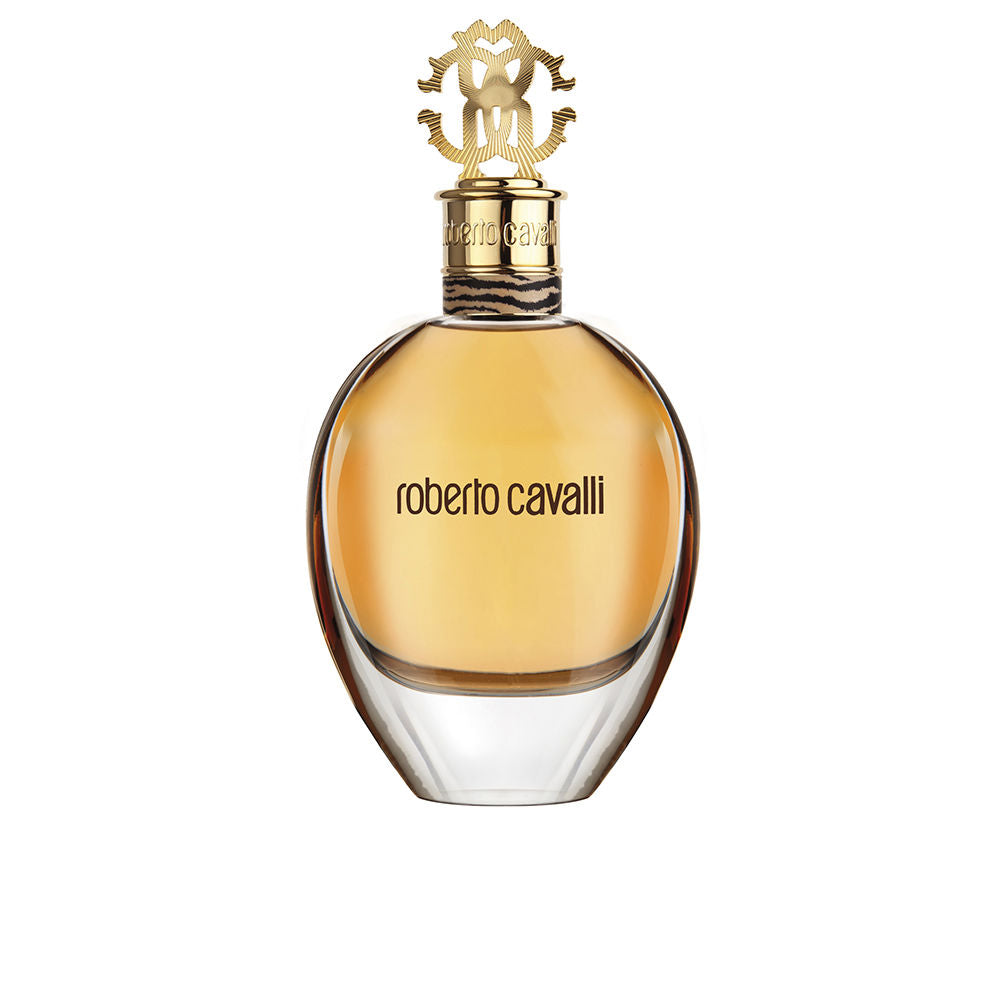 Glass perfume bottle, warm amber liquid, 75 ml, floral‑oriental notes