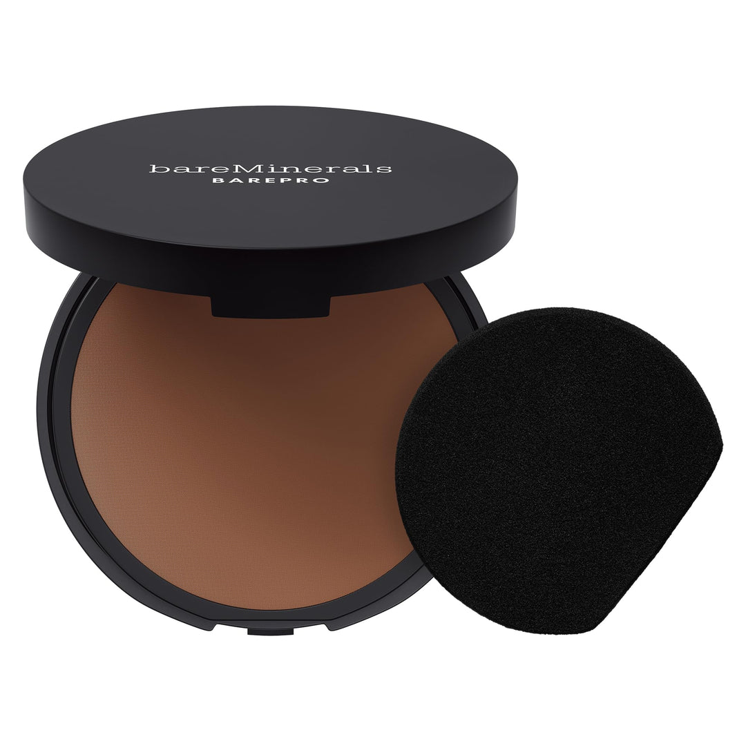 Compact powder foundation in neutral deep shade, slim mirrored case, 8 g