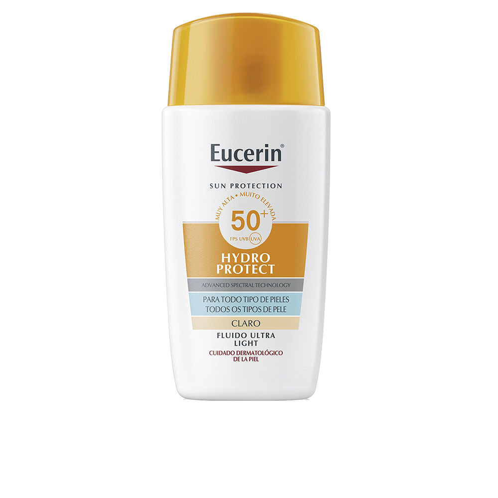 50 ml tinted ultra-light SPF 50+ facial fluid in slender bottle, light shade