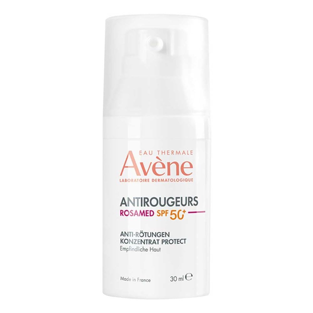 Avène White 50+ SPF facial cream tube with subtle red accents, compact cap, clean clinical packaging