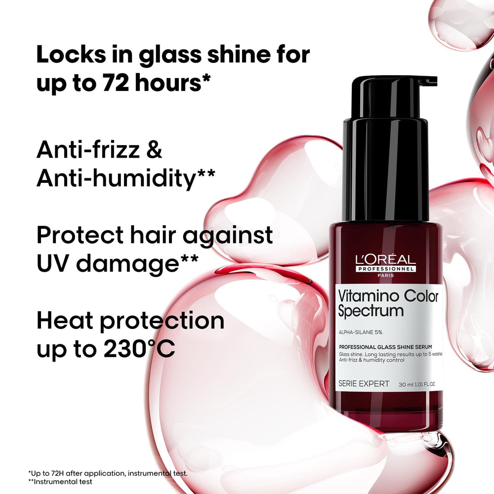30 ml glass bottle serum for colour-treated hair with pump dispenser