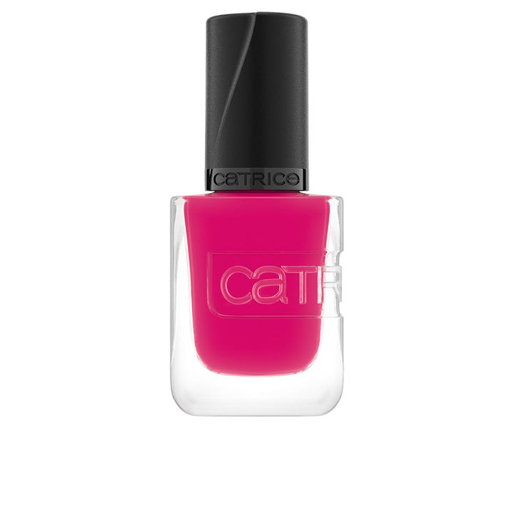 Glossy berry-pink gel-effect nail polish bottle, 10.5 ml, vegan