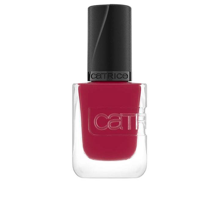 Bottle of raspberry gel-effect nail polish, glossy finish, 10.5 ml