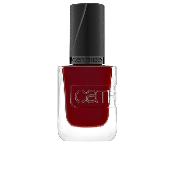 Bottle of deep garnet, glossy gel-effect nail polish, 10.5 ml