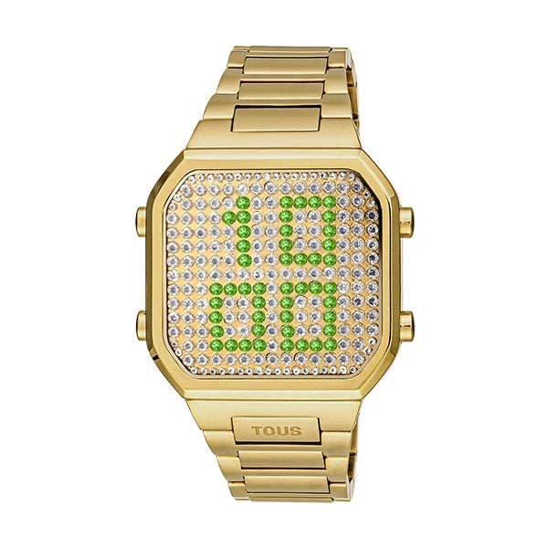 TOUS Gold-Tone Digital Watch with Crystals