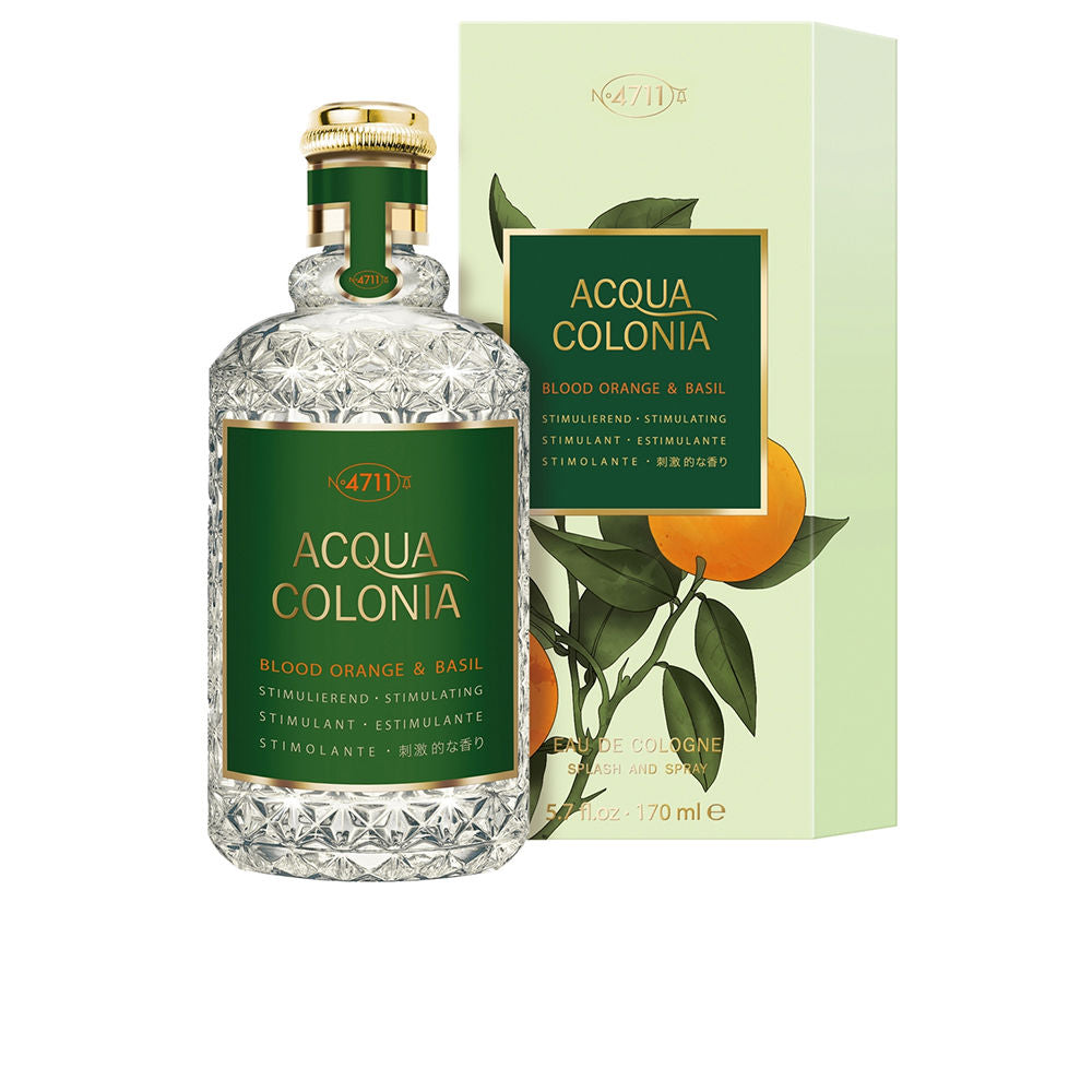 170 ml clear bottle of Blood Orange & Basil Eau de Cologne, citrus and herb aroma