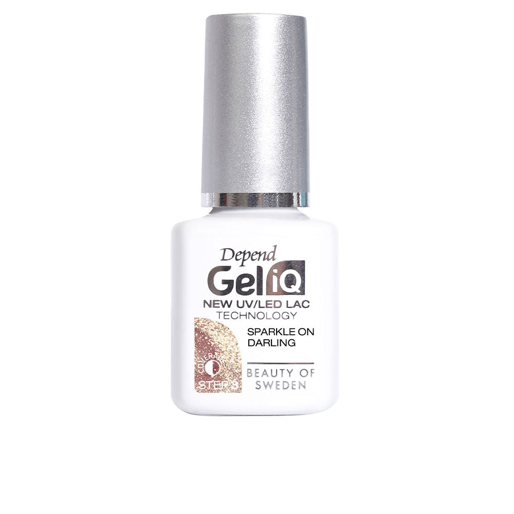 5 ml sparkly semi-permanent gel nail polish bottle with precision brush