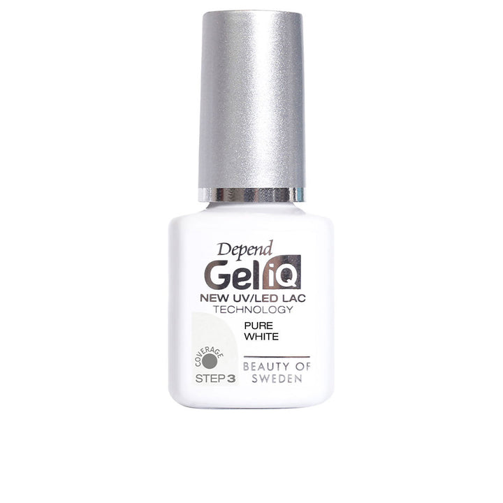 5 ml bottle of semipermanent pure white gel polish with precision brush