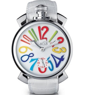 GaGa Milano Silver Multicolor Leather Watch