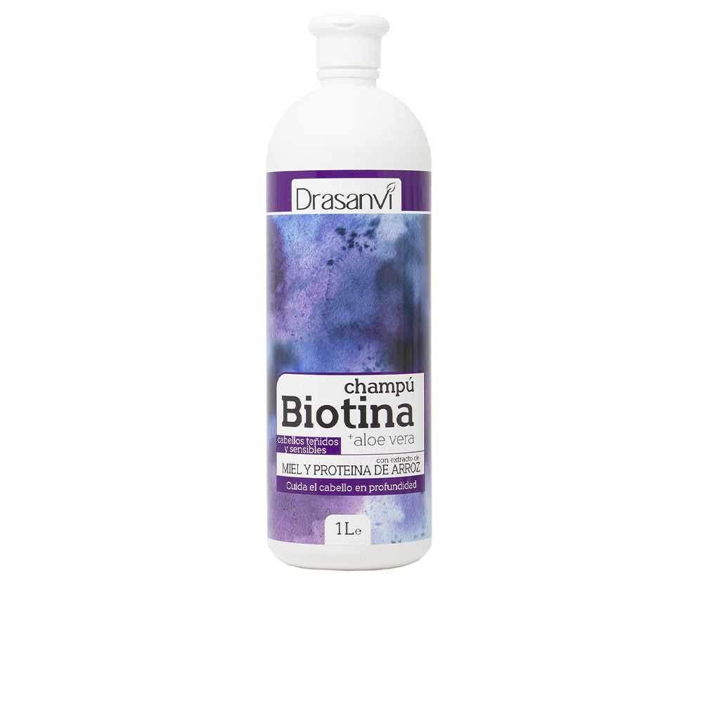 Large 1,000 ml bottle of biotin and aloe vera shampoo for dyed, sensitive hair