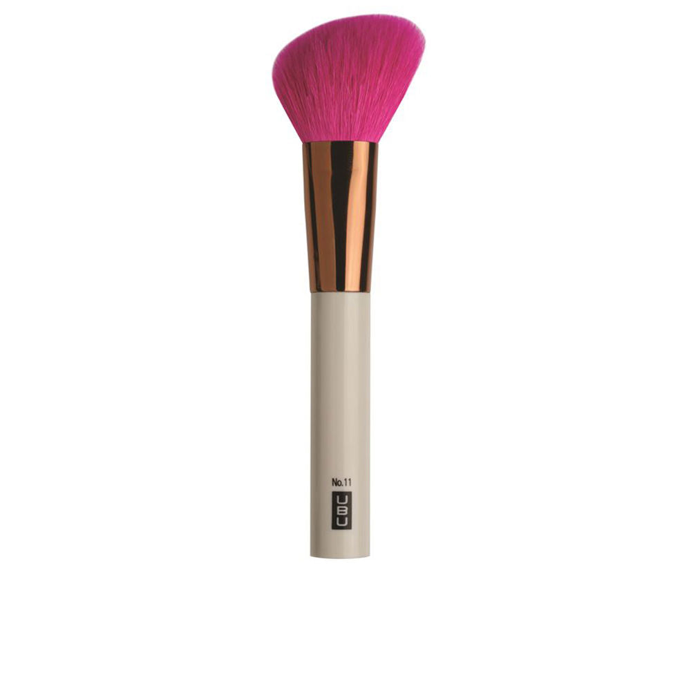 Ubu - Urban Beauty United Soft angled blush brush with dense synthetic bristles, rose gold ferrule and printed plastic handle