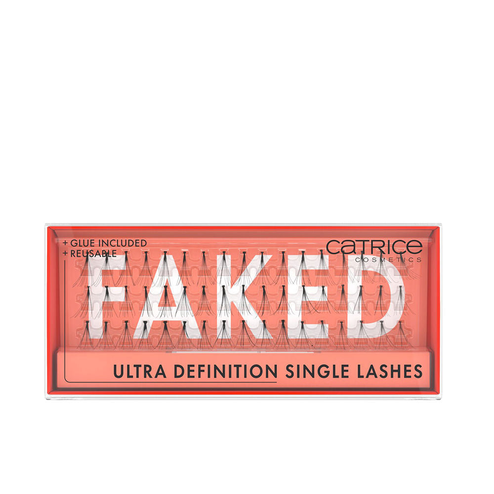 Catrice Coral-orange individual faux lash clusters, ultra-definition tips with adhesive included, reusable case