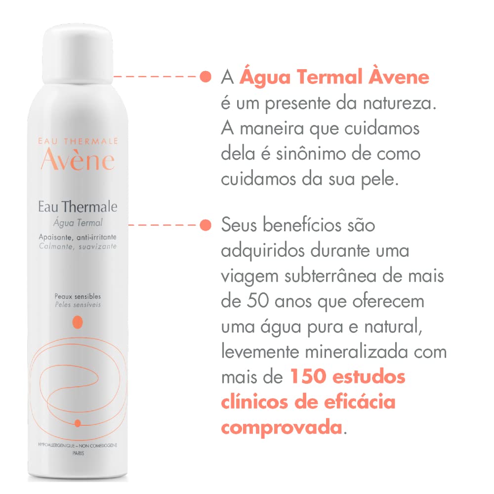 Avène White cylindrical plastic spray bottle with printed logo and text, minimalist thermal spring water design