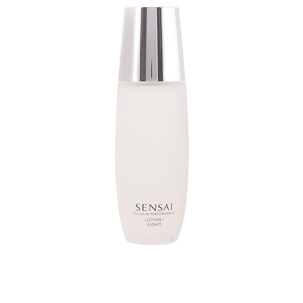 Sensai White and silver plastic lotion bottle with cap, minimalist design and clean labelling
