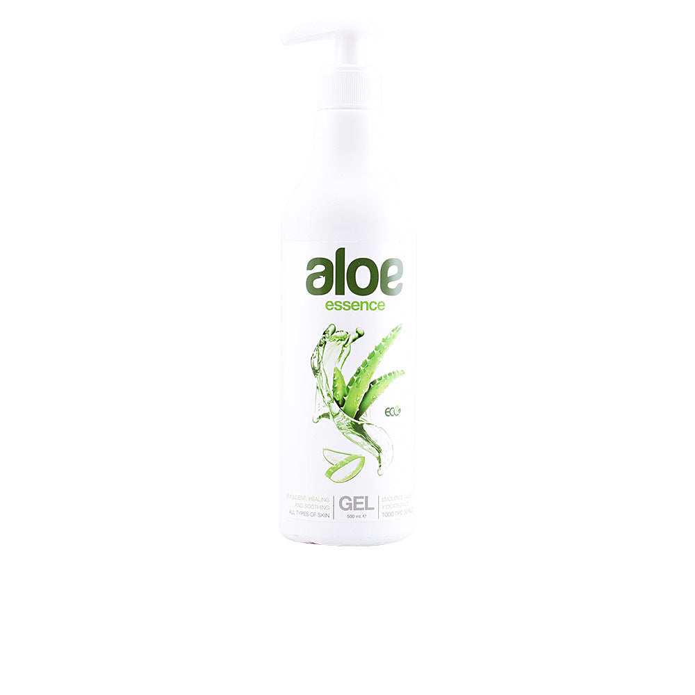 Diet Esthetic White plastic gel bottle with pump, minimalist labeling and aloe vera image — .