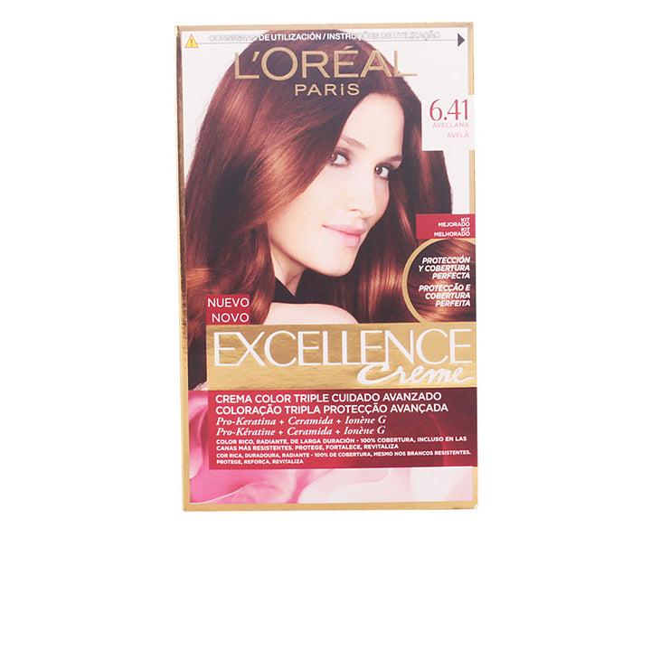 Tube and box of 6.3 caramel permanent hair colour cream, 192 ml, Unisex