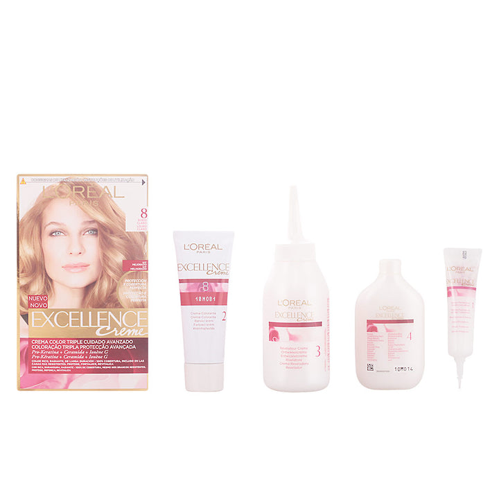 Tube and developer bottle of light blonde cream hair colour kit, 192 ml, Unisex
