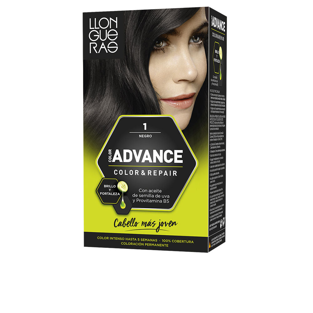 Tube and developer cream for permanent black hair colour, includes treatment sachet