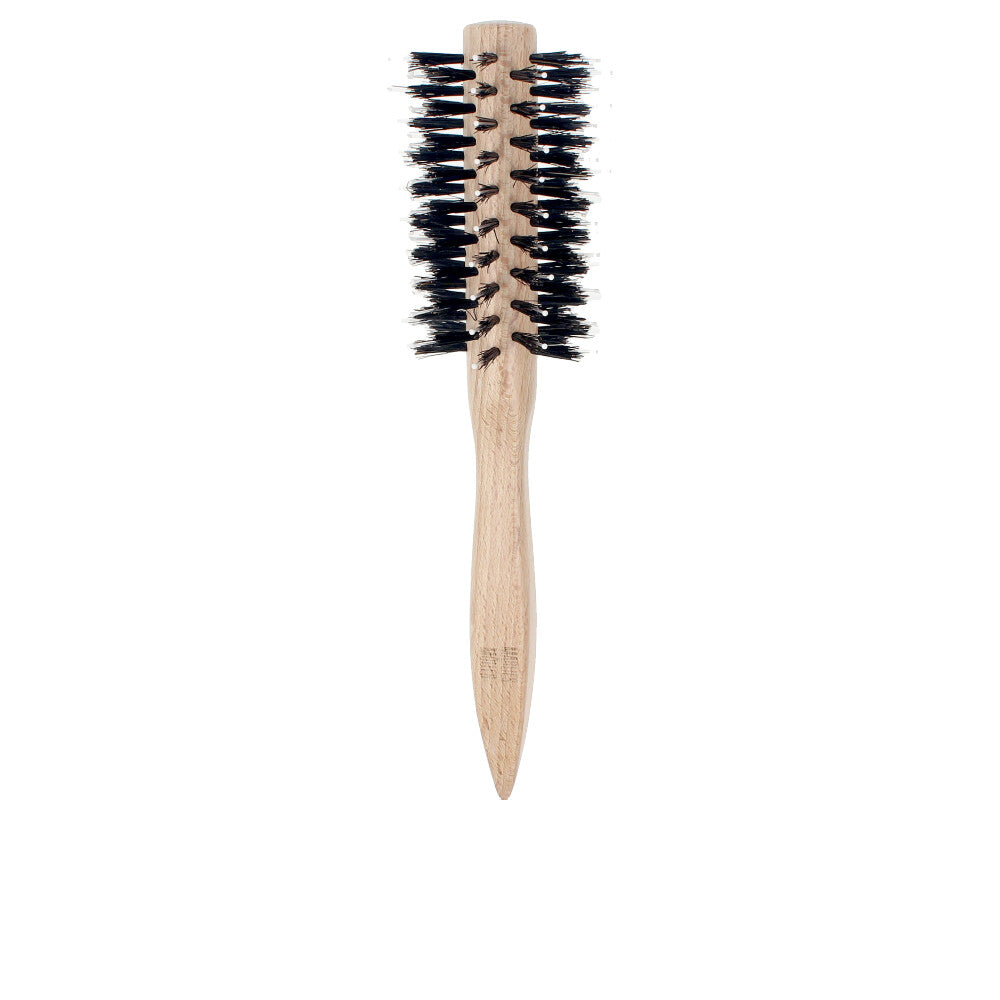 Large round styling brush with ergonomic handle and mixed nylon-natural bristles