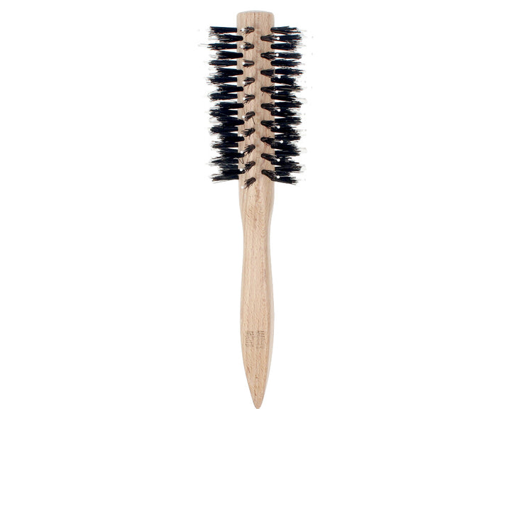 Large round styling brush with ergonomic handle and mixed nylon-natural bristles